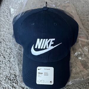 Nike Navy and White Embroidered Swoosh Cap